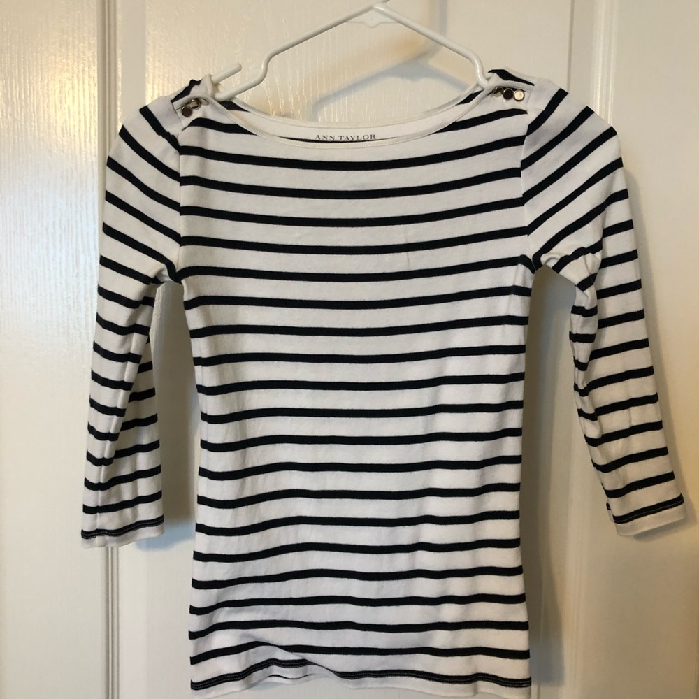 Ann Taylor blue and white striped top